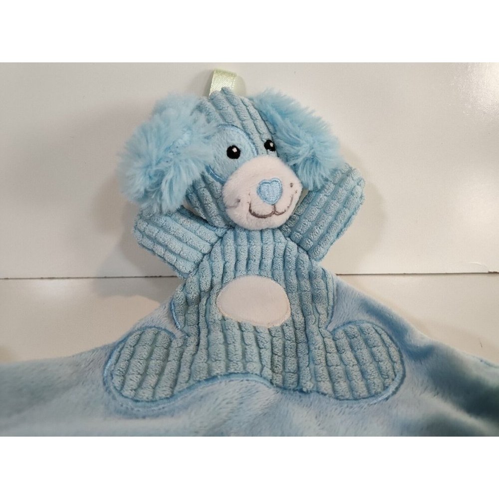 Cudlie Blue Dog Lovey Plush Sensory Security Blanket 12" Pacifier Loop Crinkle